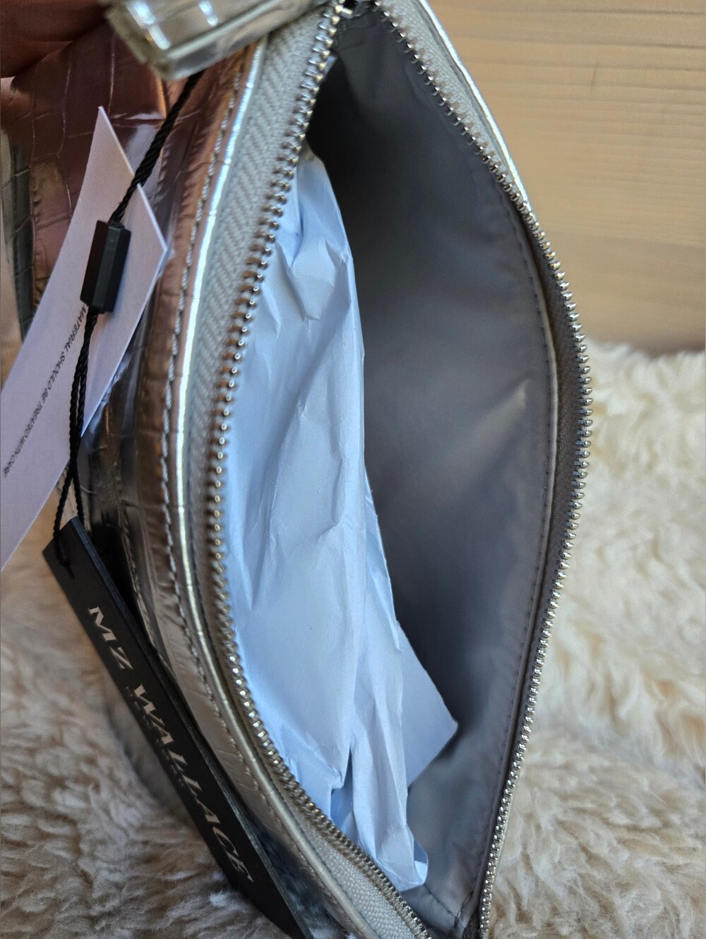 NWT MZ Wallace LEATHER Silver Croc Medium Luna Cosmetic - Picture 5 of 8